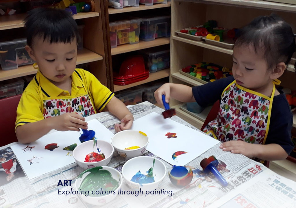 Art - Exploring colours through painting.