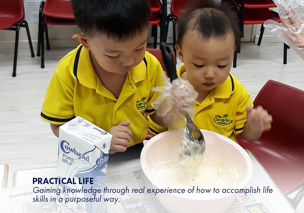 Practical Life - Gaining knowledge through real experience of how to accomplish life skills in a purposeful way.